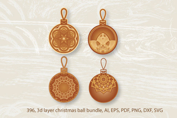 3d Multilayer Christmas Ball Bundle SVG: Graphics for Crafts