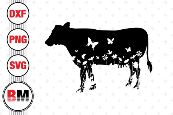 Cow Floral Graphics for Crafts and Branding