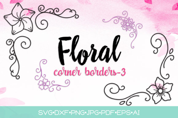 Doodle Floral Corner Border for Graphics and Print Templates