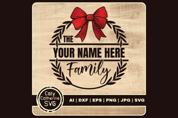 Family Christmas Floral Round Wreath Graphics for Crafts