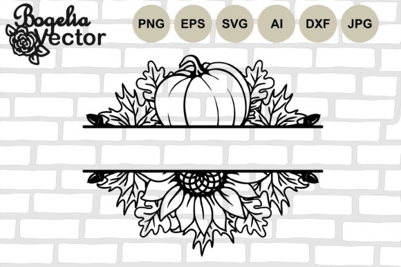 Floral Border Pumpkin Sunflower Graphics for Crafts
