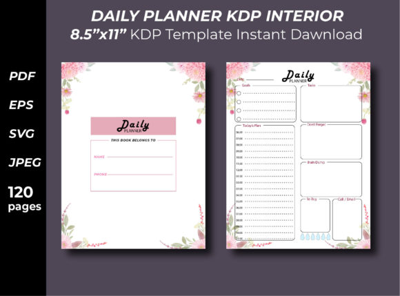 Floral Daily Planner KDP Interior Graphics and Kdp Interiors Review