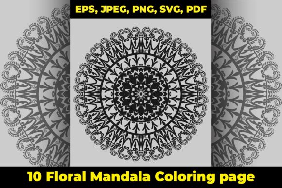 Floral Decoritave Mandala Coloring Page Graphics for Branding