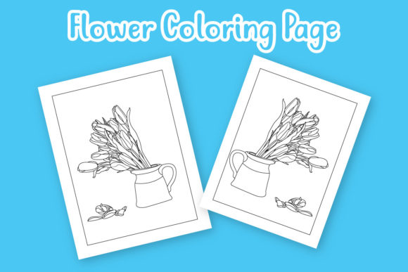 Floral Hand Drawn Flower Line Art Design Graphics & Coloring Pages