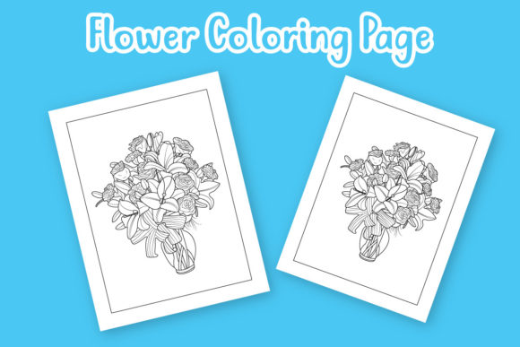 Floral Hand Drawn Flower Line Graphics for Coloring Pages