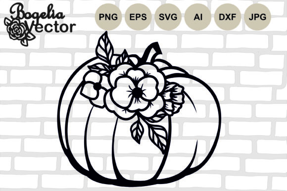 Floral Pumpkin Fall Halloween Cut Graphics for Crafts