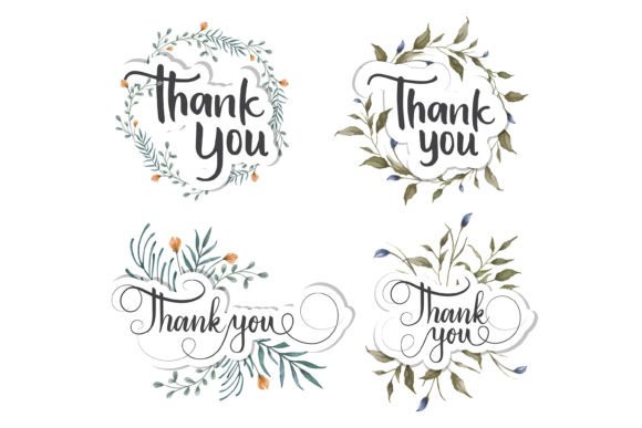 Floral Watercolor Thank You Script Graphics and Illustrations Review