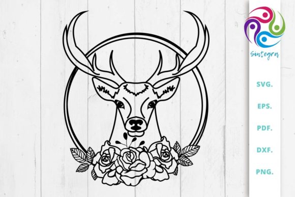 Floral Wreath Reindeer SVG File for Graphics and Crafts