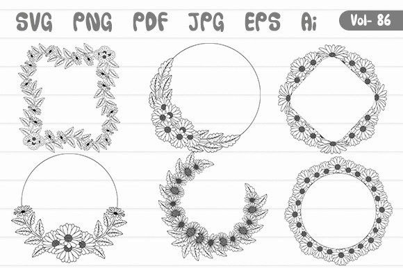 Flower Wreath Floral Frame Flowers Svg Graphics and Illustrations