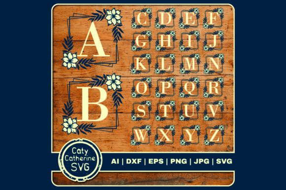 Full Alphabet a-Z Floral Monogram Frames for Graphics and Crafts