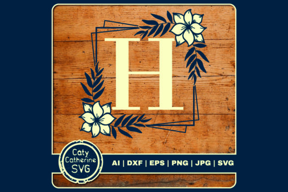Letter H Floral Monogram Frame for Graphics and Crafts