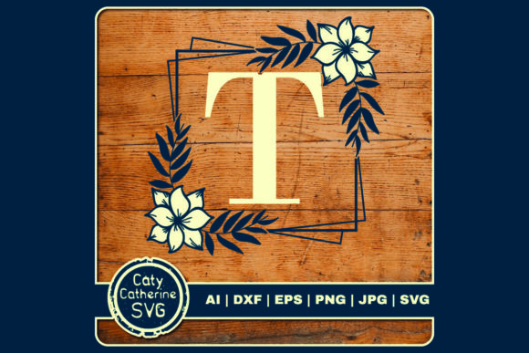Letter T Floral Monogram Frame: Graphics for Crafts & Branding