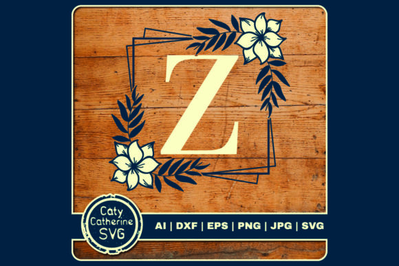Letter Z Floral Monogram Frame for Graphics and Crafts