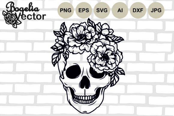 Skull Flower Crown Graphics for Crafts and Branding